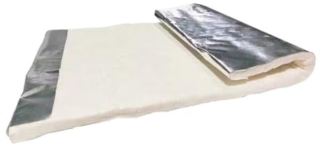 Keramikfasermatte + Aluminium bis 1260°C, Feuerfeste Isolierdecke, hitzebeständige Matte(61X100cm/24inX39.3in,Thick:40mm/1.5in)