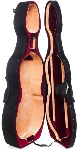 M-Case Schaumstoff Cellokoffer 4/4 Classic Schwarz, Burgunderrot - Beige