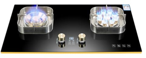 Cuisinière Au Propane, Cuisinière Au Propane Portable À Double Brûleur, Table De Cuisson À Gaz En Verre Trempé Maximum 17060BTU Adaptée À Aux Camping-cars Et Aux Appartements (Color : LPG, Size : St