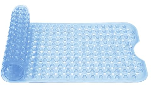 Fit Even Shower Bath Mats - Washable Non Slip Anti Mould Rubber Bathmat with Suction Cups for Bathtub and Bathroom, Ideal for Babies, Toddlers and Elderly (Blue, 40x100 cm)