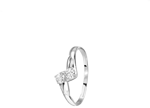 forme di Lucchetta - Goldring mit Saphir aus Weißgold 585 | Damenring 14 Karat mit Stein | Handgefertigt in Italien | Größen 50-60, 56 (17.8)