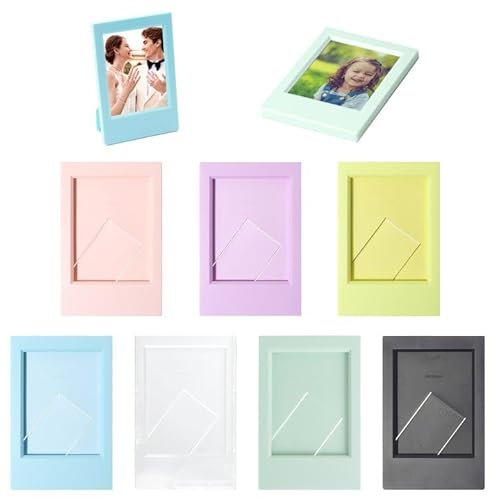 7 Pezzi Mini Cornici da 3 Pollici, Piccole Cornici per Foto, Cornici Colorate Set, Decorazione Cornici Foto, per Foto Polaroid Mini da 3 Pollici (Trasparente, Rosa, Giallo, Blu, Verde, Viola, Nero)