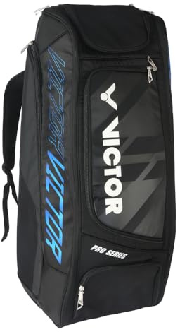 VICTOR Racket Bag | Racket Backpack BR7007 cm Badminton Bag, Schwarz/Ibiza-blau