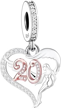 20. Geburtstag Charm kompatibel mit Pandora Armband, Schutzengel Dangle aus 925 Sterling Silber, Geschenk für Frauen