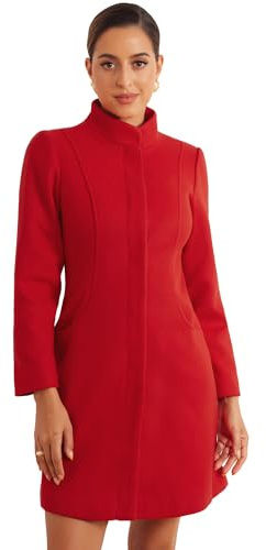 Allegra K Mujer Abrigo Elegante Casual Corte Entallado Cuello Alto | Tapetas Ocultas y Dos Bolsillos Diseño Ajustado Trabajo Oficina Negocios Compras Otoño e Invierno