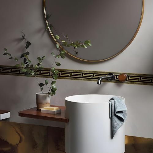 neukids battiscopa adesivo bordi in oro nero,motivo greco geometrici bordi per carta da parati,battiscopa pareti della cucina, decorazione carta da parati 200x10CMx2Rotoli