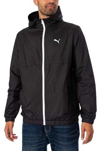 PUMA Hombre Chaqueta Cortavientos Lisa, Black/White, L