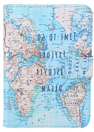HAOHIZE Reisepasshülle, Vintage Weltkarte süßer Druck PU Leder Reisepasshülle Schutzhülle Ausweis Kreditkarten Karte (Weltkarte)