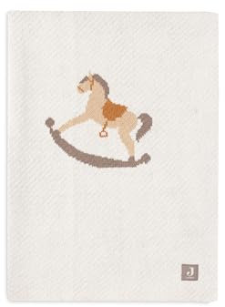 Jollein Nostalgic Ride Couverture pour bébé - 75 x 100 cm - 60% Coton, 40% Acrylique - pour Berceau de bébé - 1.0 TOG - Certifié Oeko-Tex - Cheval à Bascule