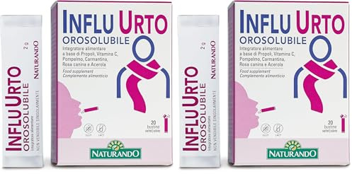 Naturando Influ Urto Orosolubile 20 Bustine. Rimedio Naturale per Superare Velocemente i Primi Disturbi Stagionali (Confezione da 2)