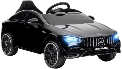 AIYAPLAY Kinder Elektroauto Mercedes-Benz AMG CLA 45 12V mit Hupe Schwarz | Elektrisch Kinderauto mit 2,4GHz Fernbedienung, Musik, Elektrofahrzeug mit Leuchte, USB/MP3-Anschluss, für 3-6 Jahre