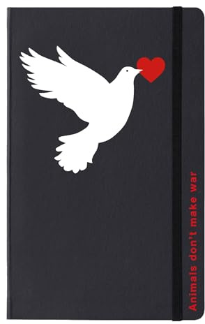 PdiPigna, Taccuino Notebook Animals don't make war, 13x21 cm, 144 Pagine, con Segnalibro Colorato, carta Riciclata, 80 g/m² FSC,interno 1R, righe