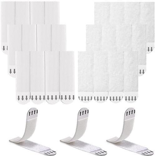 Rusoz Fixation Murale Sans Percer, 12 Paires (24 Bandes) Accroche Tableau Ruban Scratch Adhésif Puissant 20mm x 70mm Attache Cadre Autocollant Scratch pour Cadre Photos, Et l'artisanat