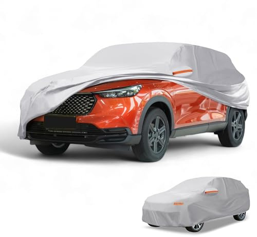 Partuto 190T-PU Universal Waterproof Car Cover for SUV Up to 181in | All-Weather Universal, Right Side Zipper, Silver Tone, Durable Outdoor Protection