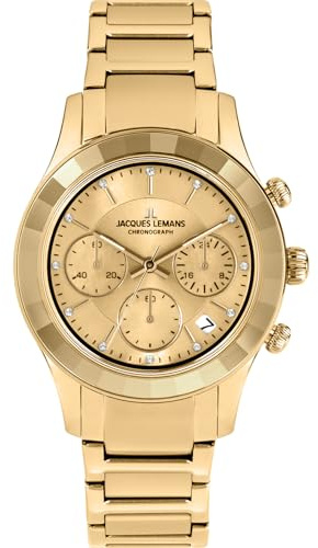 JACQUES LEMANS - Chronographen Venice - Quartz Uhrwerk - Gehäusedicke: 10.7 mm - Edelstahl - 5 ATM