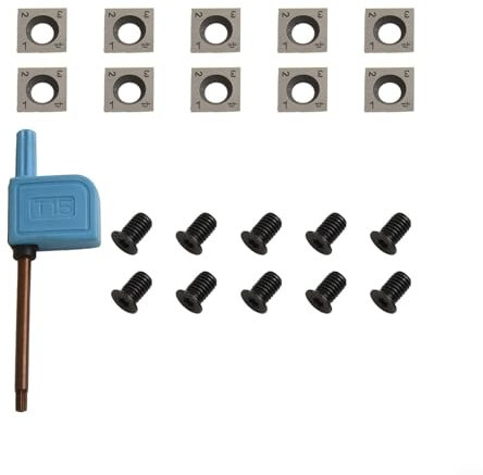 Eawfgtuw Holzdrehwerkzeuge, Hartmetall-Einsätze, 10 Stück, quadratisch, 14 x 14 x 2 mm, 30 Grad Schneidwinkel, 4 Kanten, austauschbare Klingen für Sperrholz, MDF, HDF, Spanplatten