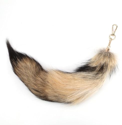 PARFCO Fuchsschwanz Anhänger, 40 cm Fuchsschwanz Schlüsselanhänger, Weich und Flauschig, Fuchsschwanz, für Requisiten, Taschen, Dekorationen