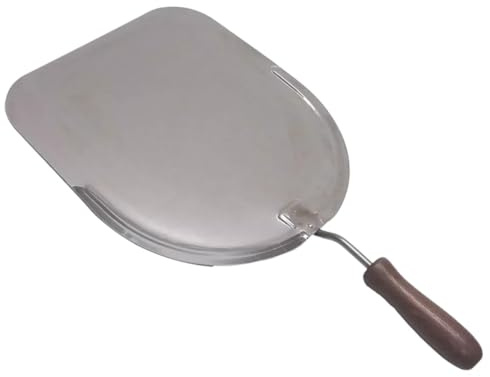 Pala per Pizza in Acciaio Inox, 30x33 cm, Manico Corto in Legno, per Forni a Legna, Made In Italy