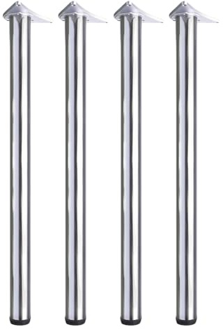 Set of 4 Adjustable Table Legs for Breakfast Bar or Worktop, Height Options 710/820/870/1100mm Steel Support for Kitchen Table Desk Furniture DIY (Chrome, 87cm)