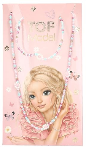 Depesche 13547 TOPModel Summer Feeling - Juego de bisutería con Collar y Pulsera elástica, Ambos Decorados con pequeñas Cuentas de Colores y Flores