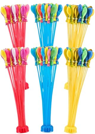 OHREN 222 pièces Bombe à Eau,Ballons D'eau fermeture automatique,réutilisables,rapide en 60 secondes,avec 4 raccords de robinet,Faciles à remplir,pour plage,piscine,et fêtes estivales (Coloré)