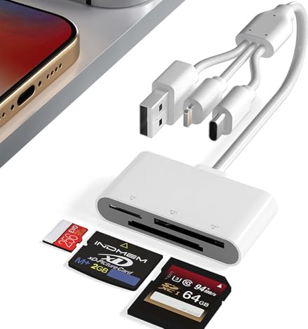 XD Kartenleser für SD/TF/XD Picture Card - 3 in 1 Lightning + USB-A + USB-C Multi Memory Card Adapter SD Kartenleser für iPhone 17/16/15/14/13/iPad/PC/Android, Plug & Play Kamera xd-Card Reader