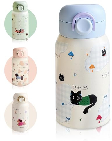 AMFUN Trinkflasche Kinder Edelstahl, 330ML Trinkflasche- Kinder, Edelstahl Kinderflasche Auslaufsicher, Trinkflasch Thermosflasche für Schule - BPA Frei - Blau