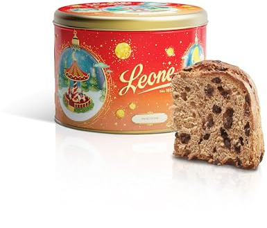 Leone dal 1857 - Panettone Leone con Gocce di Cioccolato - Latta - Dolce Natalizio Artigianale 750g - Dolci Scrigni Incantati - Idee Regalo Natale