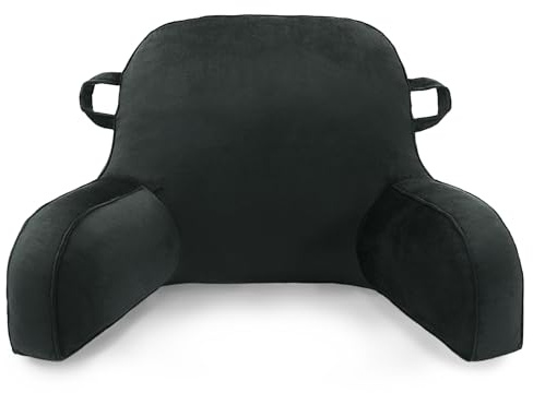 LiveGo Reading Pillow for Kids, Velvet Back Support Cushion for Sitting Up in Bed Adults, Kids Cuddle Cushion with Arms & Backrest Support Pillow for Teen Boys Girls Reading Bed Rest