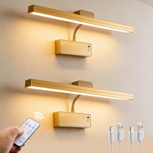da LIGHT Akku Bilderleuchte Kabellos - Dimmbare Wandlampe mit Fernbedienung | Kabellose 4000mAh Akku-Wandleuchte (150lm). 3 Farben, dimmbar & mit Fernbedienung. Magnetische Montage ohne Bohren.