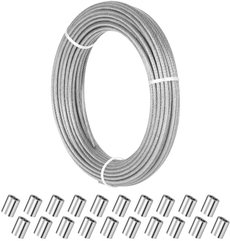 NUTKIT 18 m 3 mm vajerlina, 21 stycken stålvajer set med 20 smältklämmor aluminium