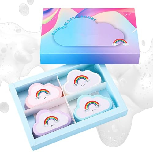 Bubbelbad Regnbågsfärgad, Mild Och Kroppsavslappnande Rengöring | 4 Stycken Täta Badbubblor I Badkaret Lämplig För Pojkar, Flickor, Ungdomar, Familj, , Resor, Män Och Kvinnor
