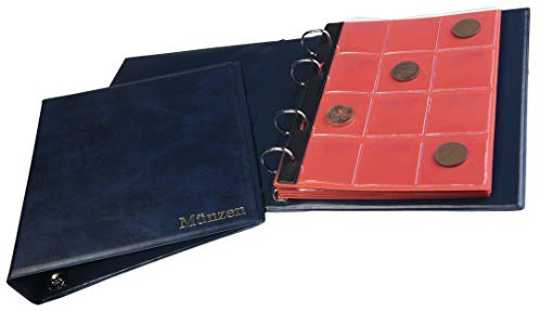 MC.Sammler Münzalbum für Münzen Aufbewahrung - 120 Taschen - Sammelalbum für Sammler - Album für Sammlermünzen bis 43 mm z.b. 10 Euro - Blau | Sammelalbum für Sammler, Album für Sammlermünzen bis 43 mm z.b. 10 Euro