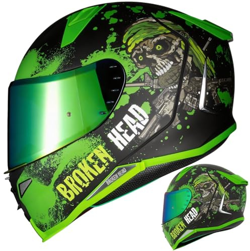 Broken Head Integralhelm Mit Spoiler Jack S. V2 Pro | Inkl. 2 Visiere (Klar + Verspielgelt), leichter und sportlicher Motorradhelm ACHTUNG: Fällt klein aus!