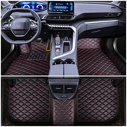 Muchkey Auto Fussmatten Fußmatten Set für BMW 1er viertürigen Fließheck E87 2007 2008 2009 2010 2011 Allwetter Matte Wasserdicht Automatten Zubehör(Schwarz Rot)
