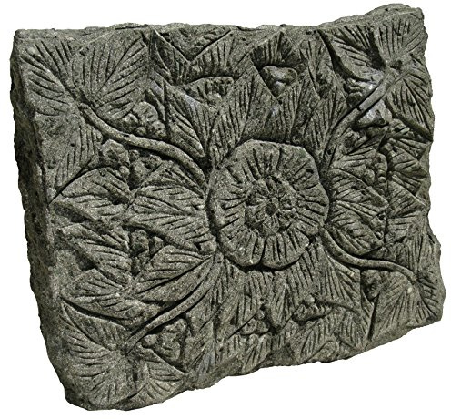 STONE art & more Blüten-Relief, Trittplatte, Trittstein, grüner Lavastein, Naturstein, frostfest