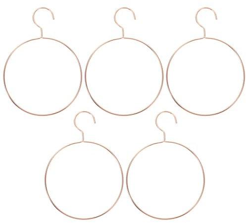 DOITOOL Rangement Suspendu pour Écharpes - Lot de 5 Cintre Foulard en Métal, Rangement Suspendu pour Écharpes, Cravates, Ceintures, Pashminas - Rangement Dressing(Or Rose)