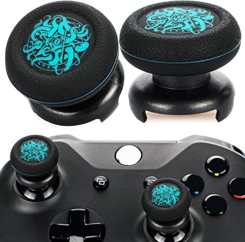 Playrealm FPS Thumbstick Extender & Drucken Gummi Silikon Griffabdeckung Thumb Grip Aufsätze 2 Sätze für Xbox Series X & Xbox One Controller(Tiefseetentakeln)
