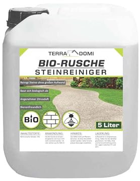 TerraDomi 5 Liter BIO Rusche für 250m², biologisches Reinigungsmittel für Außenanlagen, bienen- & haustierfreundlich und biologisch abbaubar, natürliche Inhaltsstoffe, Steinreinger für Wege und Plätze