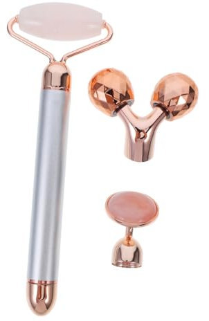 1 Satz Jade-massagegerät Scraping Gesichtsroller Jade Gesicht Walze Jade Guasha Werkzeug Gesicht Massager Roller Vibrierende Gesichtsrolle Zinklegierung 3d Energie Kristallgesicht