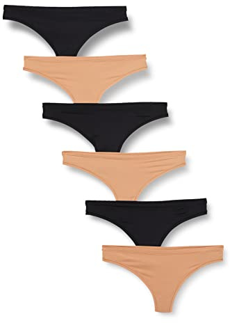 Amazon Essentials Lot de 6 sous-vêtements en Microfibre pour Femme (Hipster & Strong, Grande Taille) Noir/Bronze délavé, Taille 12