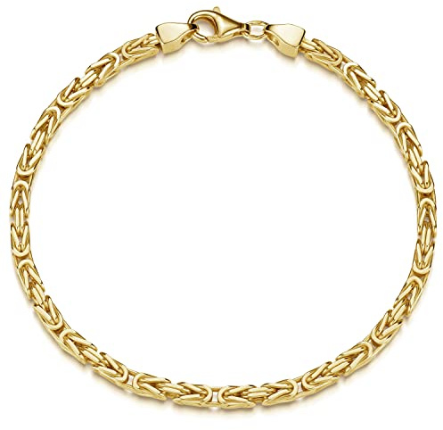 Königskette Gold Armband Herren - 3mm Armkette 925 Silber vergoldet SA-152 | Massives Goldarmband aus vergoldetem 925 Sterling Silber in 18-23cm für Männer von MATERIA by Matthias Wagner