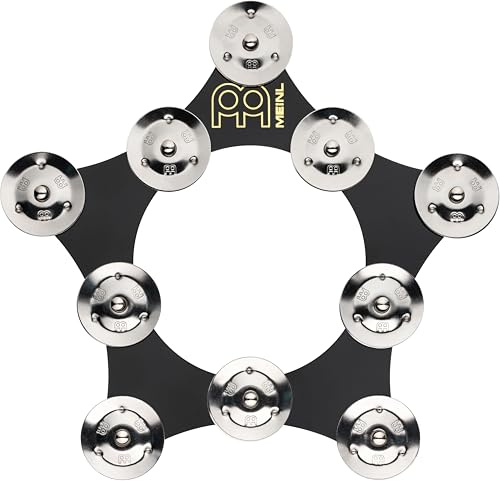 Meinl Percussion Hihat Tambourine Zubehör - Tamburin Zubehör für Schlagzeugbecken - Durchmesser 9,5 Zoll - Mylar / Stahl, Schwarz / Silber (SFHHT) | Tamburin Zubehör für Hihat Becken, 1 Reihe Jingles, Durchmesser 9,5 Zoll, Mylar und Stahl