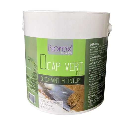 BIOROX DCAP VERT GEL - Décapant Peinture et Vernis Surpuissant D'Origine Naturelle (1L)