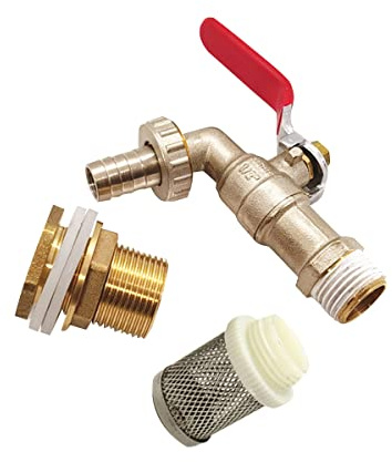 MACHSWON IBC Water Tank Tap 1/2 IBC Tank Adapter Garden Hose Thread Faucet Water Tank Valve Hose Connector Brass Tap Fitting With Base Filter