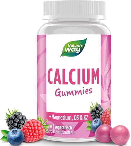 Calcium Gummies mit Vitamin D3 K2 hochdosiert I 500 mg Kalzium für starke Knochen und Zähne I leckere Alternative zu Calziumtabletten I Calcium für Kinder und Erwachsene I 60 Stk