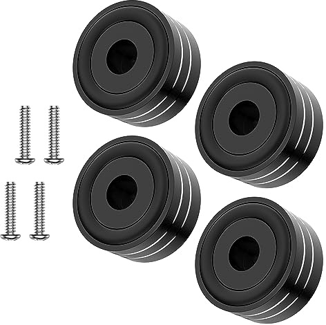 Tertullus 4 stycken HiFi absorber-fötter skyddsfötter 40 mm × 20 mm subwooferfötter aluminium högtalare absorberande fötter för skruvning M4 (40 mm × 20 mm, svart)