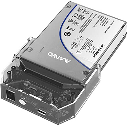 MAIWO SAS to USB-C Adapter Enclosure(MAX 6Gbps),Tool-Free 2.5 inch SAS/SATA External Hard Drive Enclosure with 6TB Storage Expansion,12V3A Power Supply, Plug and Play