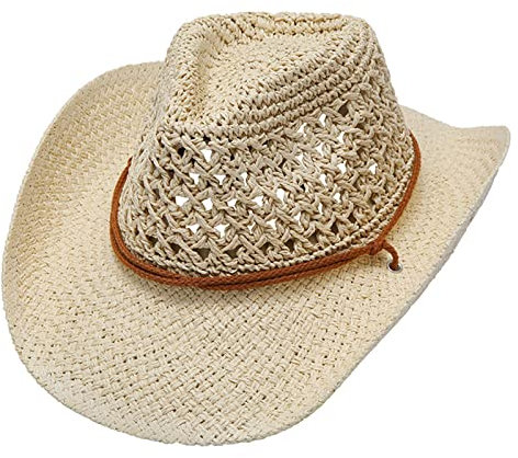 Strohhut Damen und Herren Sonnenhut Havanna Hut aus Seegras Fedorahut mit Verstellbar Schwarzem Band Partyhut Sonnenschutz Naturfarben Traveller Frühjahr/Sommer - Hut