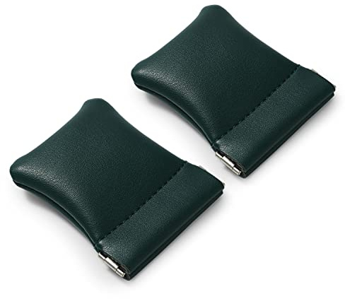 Woodten 2 Pack PU Leather Slim Engagement Wedding Ring Pouch Leather Jewelry Pouch Christmas,Wedding Party Favor Gift Bag(Dark Green)